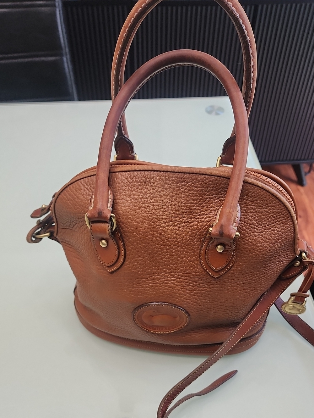 Dooney & Bourke  Chestnut Brown Pebbled Leather Satchel All Weather. No Tag